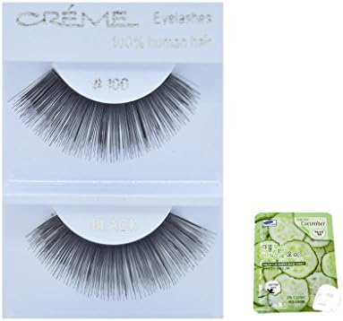 12 Pairs Creme 100% Human Hair Black Natural False Eyelashes Dozen Pack #100