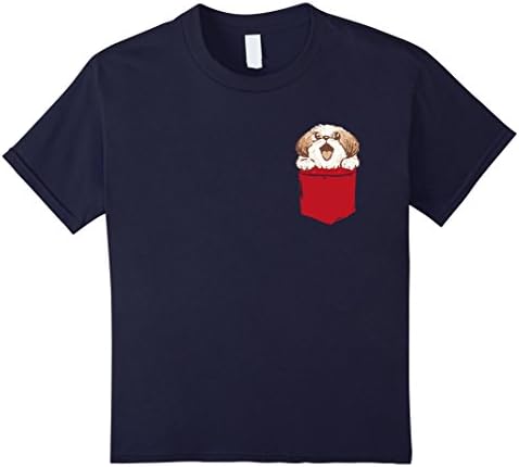 Kids Shih-Tzu Puppy Dog in Your Pocket T-Shirt 12 Navy