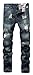 NITAGUT Men's Ripped Slim Fit Tapered Leg Jeans Dark Blue-US 34