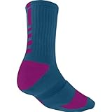 Nike Elite Basketball Crew Sock (GREEN ABYSS/BRIGHT MAGENTA//BRIGHT MAGENTA, Small)