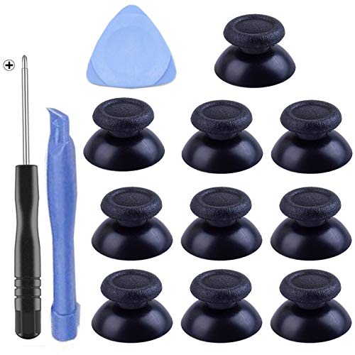 BronaGrand 5 Pairs Black Replacement Analog Stick Thumbsticks Thumb Stick Joystick with 3 Tools for Playstation 4 PS4 Controller (Black-TYPE2)