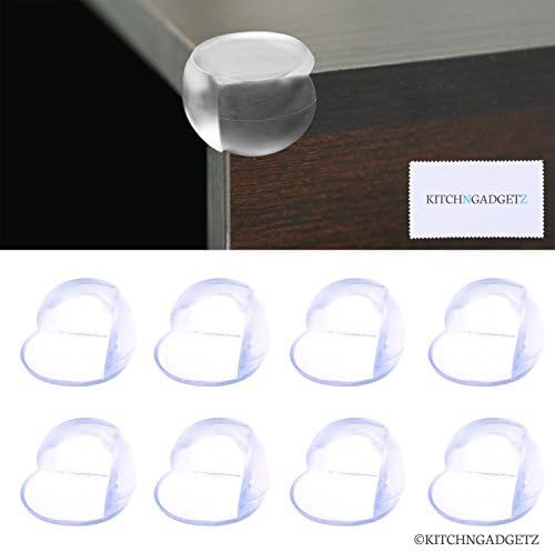 Set of 8 Table Corner Protectors - Round Design - Flexible Transparent Material - Protects Your Baby / Child from Sharp Corners of Tables and Other Furniture - Blends With Any Color - Strong Adhesive