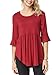 iGENJUN Women's Scoop Neck 3/4 Ruffle Detailed Sleeve Floral Tops Blouse