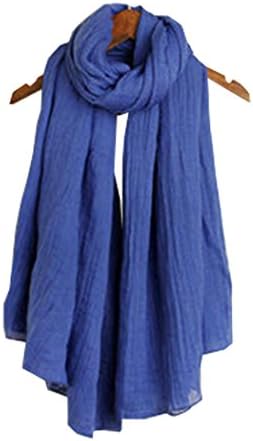 Ladies' cotton pure shawls scarves warm female scarf gift (Blue)