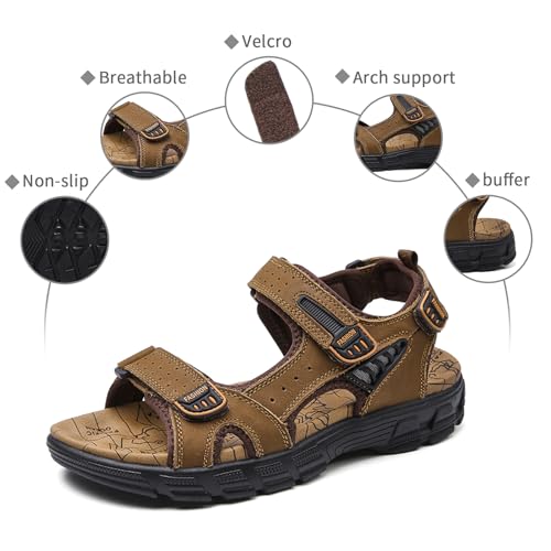 Gugifcto Men's Sandals for Trekking Hiking Sports Barefoot Leather Crabs 38-46 EU