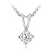 Bria Lou Silver Flashed Cubic Zirconia Round Solitaire Pendant Necklace, 4mm, 5mm, 6mm, 7mm, 8mm or 9mm