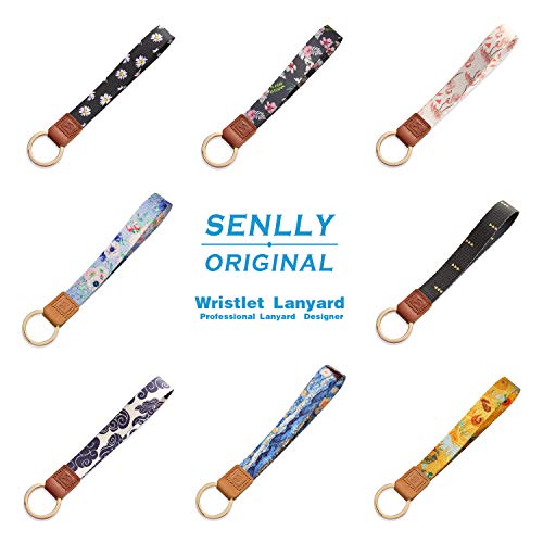 SENLLY Daisies Hand Wrist Lanyard Premium Quality Wristlet Strap with Metal Ring and Genuine Leather, for Key Chain, Camera, Cell Mobile Phone, Charms, Lightweight Items etc ... - Thumbnail 2