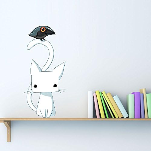 My Wonderful Walls Animal Digital Art Decal Cat and Raven by Indre Bankauskaite (S)