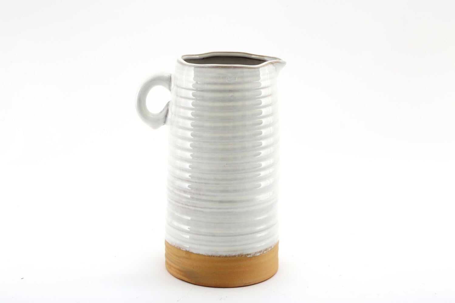 Gainsborough Giftware Natural Two Tone Ceramic Rim Effect Jug Vase - Home Accessory
