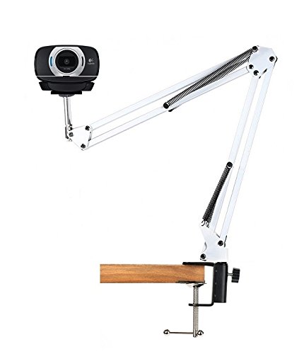 Desk Clamp Mount Suspension Boom Scissor Arm Tripod Stand Holder for Logitech Webcam C922 C930e C930 C920 C615-white