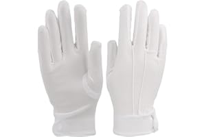 Nivofu 2 Pairs White Cotton Gloves, Formal Uniform Gloves with Snap, Parade Gloves for Men Women Wedding Tuxedo Guard Costume
