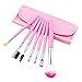 KOLIGHT 7pcs Fashion Bling Diamond Travel Cosmetic Makeup Brushes Set for Face Eye (pink)