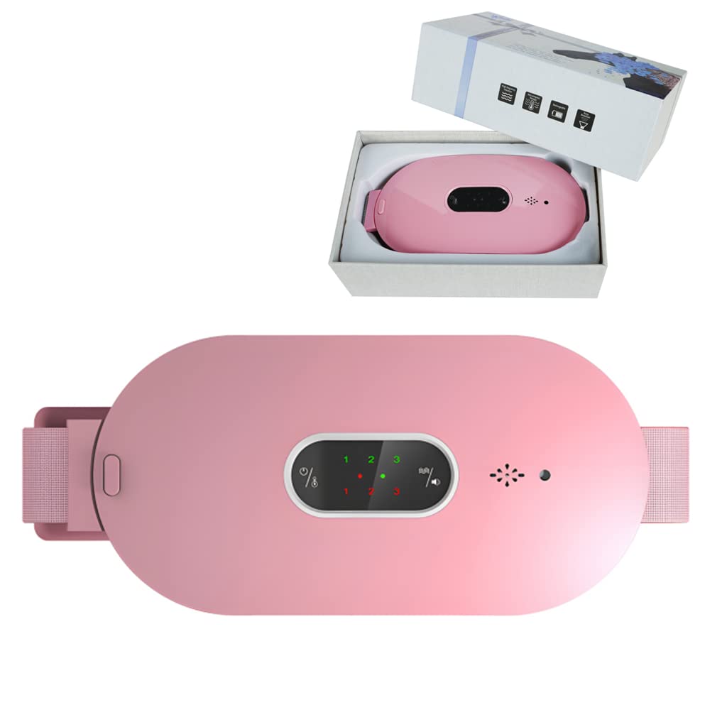 Cordless Electric Heating Pad Women Warm Waistband Device Adjustable 4Speed Rechargeable Heat Massage Belt Pad for Period Endometriosis Chronic Stomach Back Pain Relief