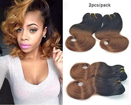 Cheap 2 Bundles Brazilian Body Wave 8 Inches Short Bob Weave Ombre Two Tone 8A Human Hair Extensions 50g/pc 100g/set (1B/30)