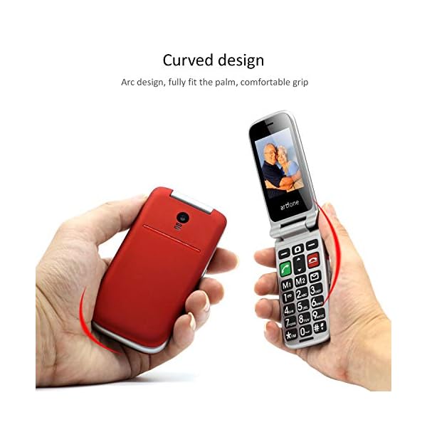 artfone-CF241A-Big-Button-Mobile-Phone-for-Elderly-Senior-Flip-Mobile-Phone-Dual-SIM-Unlocked-Card-with-24-Large-Screen-SOS-Button-Talking-Numbers-FM-Radio-Torch-and-Charging-Cradle-Red artfone CF241A Big Button Mobile Phone for Elderly, Senior Flip Mobile Phone Dual SIM Unlocked Card with 2.4" Large Screen | SOS Button | Talking Numbers | FM Radio | Torch and Charging Cradle (Red)