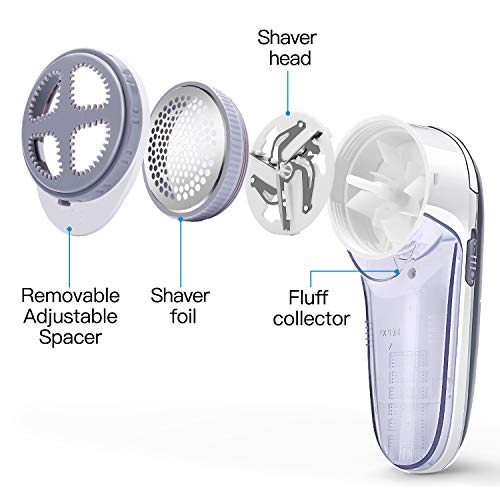 Electric Fabric Sweater Shaver, NOOA Battery Operated Lint Remover All Steel Blades Remove Fleece Fuzz,Lint,Pills,Bobbles for Clothes,Sweater,Couch,Cushion,Blanket,Curtain,Socks,Wool,Cashmere, Gift