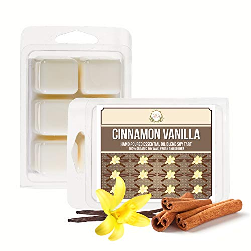 Aira Soy Wax Melt - Organic, Vegan, Kosher, Scented Soy Wax Cubes w/Essential Oil Blends - No Chemical 100% Soy Wax Melts for Tealight Melters - Hand-Poured Soy Tarts - Cinnamon Vanilla - 2 Pack