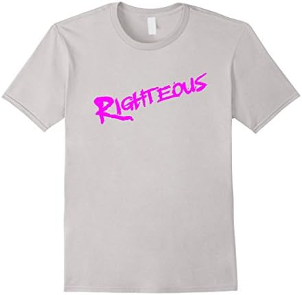 Mens Righteous 80s Throwback T-Shirt 3XL Silver