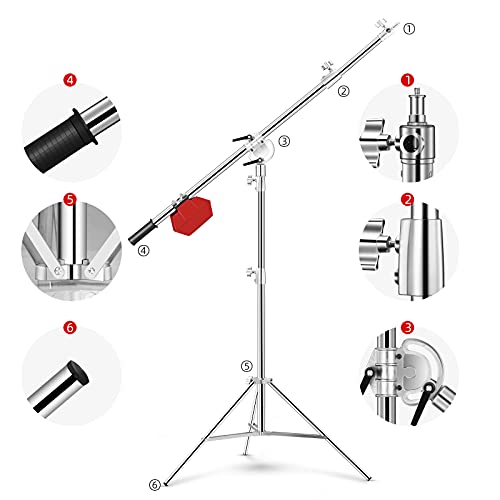 Soonpho Heavy Duty Light Stand with Boom Arm & Hammer, Max.12.2ft/3.7m