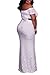 Elapsy Womens Sexy Plus Size Off Shoulder High Slit Floral Maxi Party Bohemian Wedding Formal Long Dress Evening Gown White XXX-Large