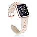 Watch Band Leather, WHLIHUSU Compatible with Apple Watch Band 42mm 44mm, Genuine Leather Bling Dressy Designer Replacement Bands Compatible with iWatch Apple Watch Series 4 3 2 1, Beige