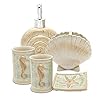 HotSan bathroom accessory Set, 5 PCS Beach Seashells Ensemble Set Includs Soap Dispenser, Soap Dish, Tumbler, Toothbrush… 41nr3 Yy6cL. SS100