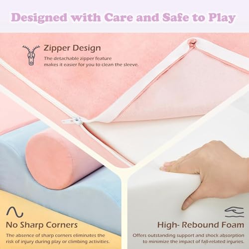 Climbing Toys for Toddlers, Toddler Climbing Toys Indoor, 7-Piece Soft Foam Climb Blocks Set, Toddler Playtime Corner Climber Indoor Foam Play Gym for Crawling and Sliding