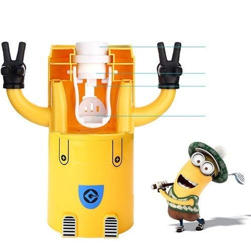 Cute Two Eyes Despicable Me Minions Design Combo Set Toothbrush Holder Automatic Toothpaste Dispenser with Rinse Cup (Yellow)