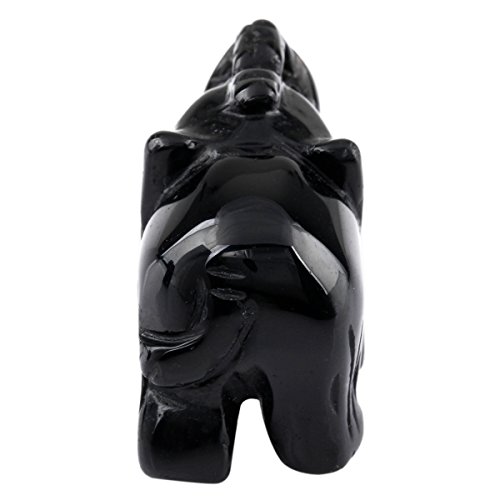 mookaitedecor Black Obsidian Crystal Elephant Sculpture Statue Crafts Healing Reiki Pocket Gemstone Figurines 1.5 Inch