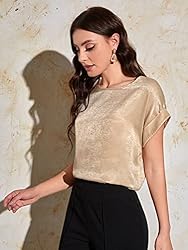 Floerns Women's Short Sleeve Business Casual Tops
