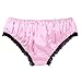 inlzdz Mens Silky Satin Ruffled Lace Lingerie French Maid Sissy Crossdress Panties Underwear Feminine Knickers