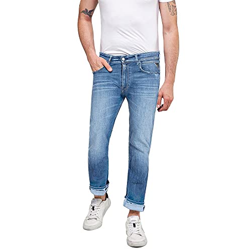 Replay Herren Jeans Grover Straight-Fit Bio, Medium Blue 009-1 (Blau), 30W / 36L