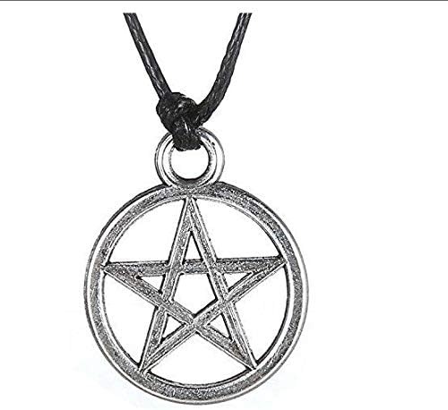 Holove Pentagram Pendant Men Necklace Witch Protection Star Amulet Necklace Leather Rope Chain
