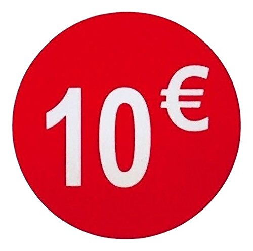 Price Labels 10€ Euro Pack of 1000 Red Round Stickers Pop-up Sticker Price Stickers Sale Discounts Offer Clearance