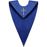 CLERKMANS Unisex Adult V-Neck Choir Stole with Embroidered Cross Patch