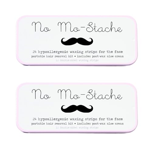 No Mo-Stache Lip Wax Kit 24 count 2 Pack - Skin Friendly Easy to Use Wax Strips - 2 Pack Travel Friendly Lip Wax Strip - Lip Hair Removal in No Time - Skin Exfoliator Hair Removal Strips