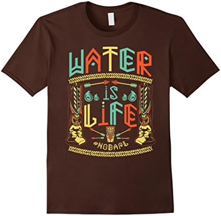 Men's Water Is Life Shirt - Standing Rock TShirt - NODAPL Large Brown