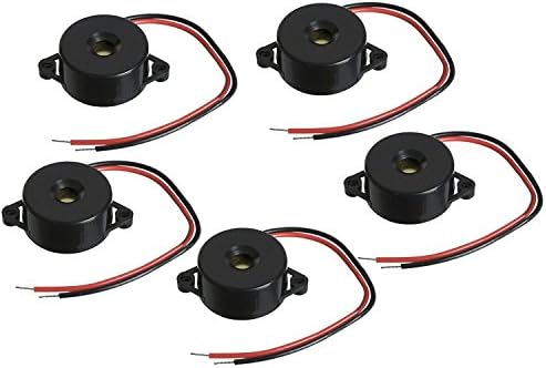 INEKO 5Pcs 3-24V Small Enclosed Piezo Electronic Buzzer Alarm 95DB w/Wires