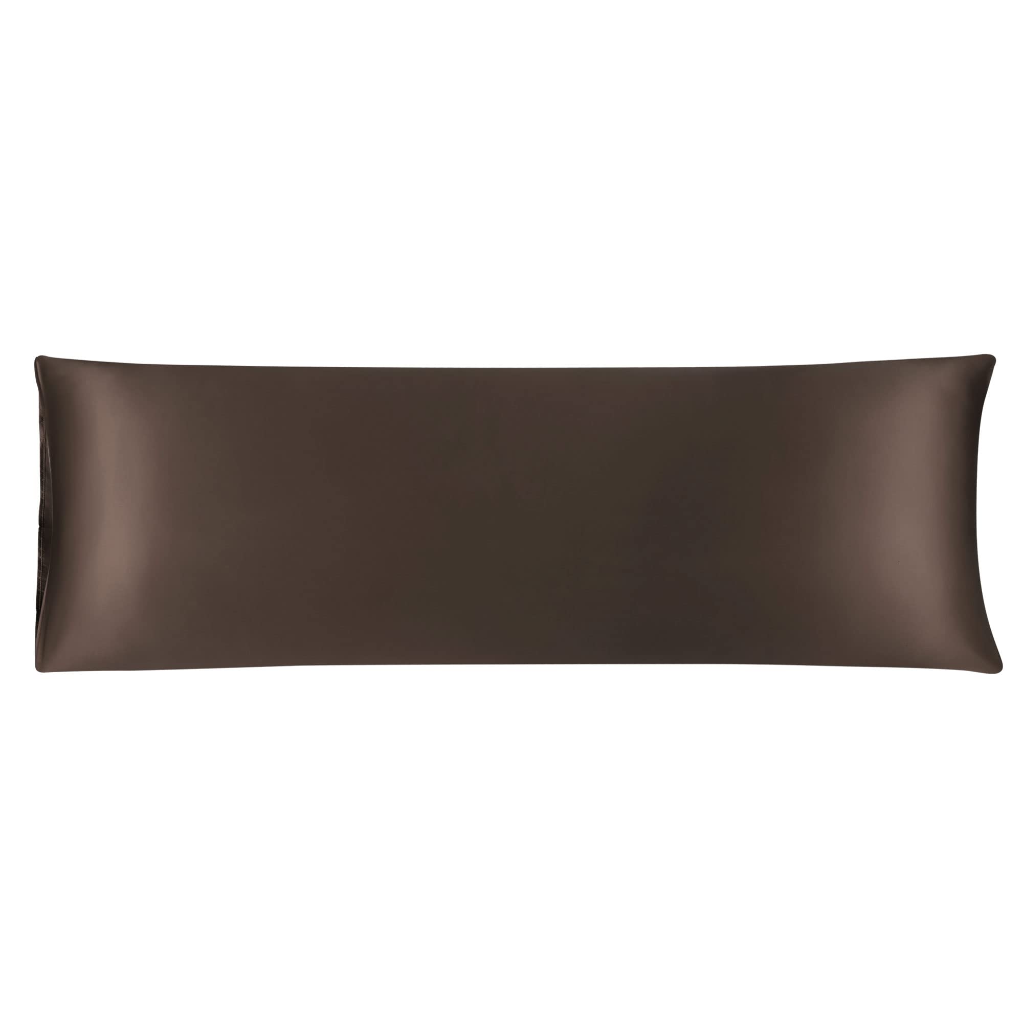 sourcing map Bolster Pillowcases 20"x60" Satin Silky Body Pillowcase for Hair and Skin, Wrinkles - Fade Free Long Pillow Cover - Brown
