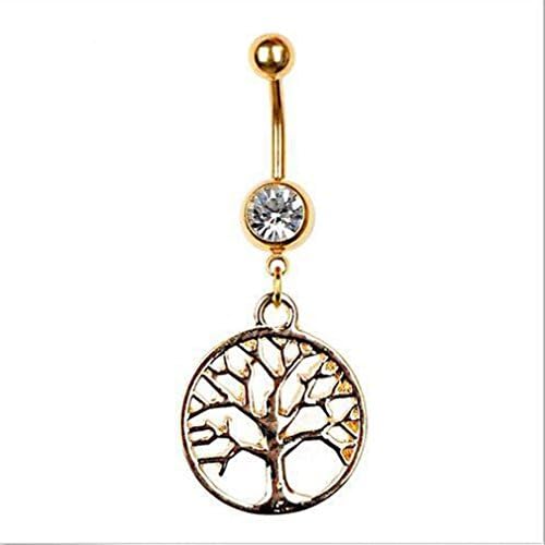 Little Chair Crystal Gold Life Tree Belly Button Navel Ring Body Piercing Jewelry