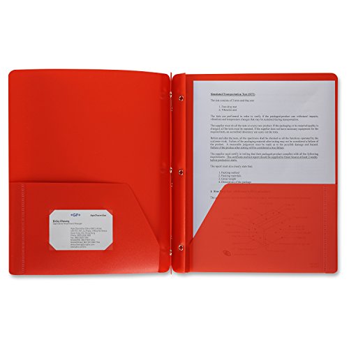 24 Pack Poly Plastic Portfolio School Folder Report Covers, 3 Hole Punched with Prongs, 8.5 x 11, Solid Colors, Durable, Spill Resistant/Water Resistant (Red)