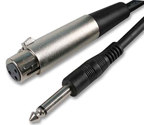 Pro Signal PSG00747 3 Pin XLR Socket to 6.35mm, (1/4") Mono Jack Plug Lead, 2m, Black