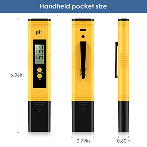 Digital PH Meter, PH Meter 0.01 PH High Accuracy Water Quality Tester with 0-14 PH Measurement Range for Household Drinking, Pool and Aquarium Water PH Tester Design with ATC