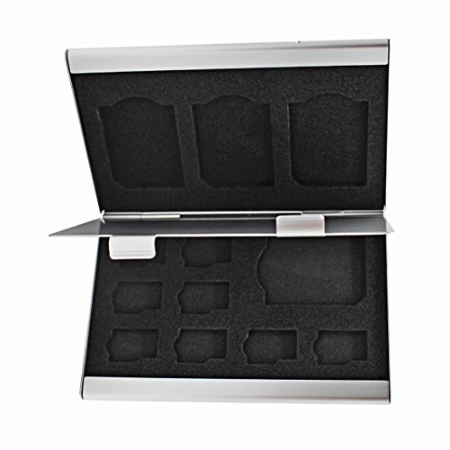 Foto&Tech SILVER Aluminum Memory Card Carrying Case 4 Slots for SD Card+8 Slots for Micro SDHC Card Lexar SanDIsk Kingston Sony