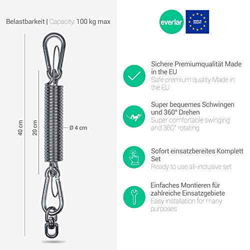 everlar® Hängesessel Schwingfeder Set I Made in EU I Mit Drehwirbel + Sicherungsseil + 2 Karabiner I Für sanftes… – Bild 3