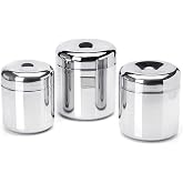 Yuktha Heavy Gauge Multipurpose Small Stainless Steel Containers For Kitchen | Vertical Canisters | Ubha Dabba | Storage Containers Set Of 3Pcs | (320Ml,500Ml,650Ml), Silver.