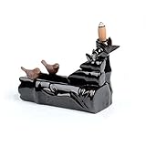 WINOMO Ceramic Incense Smoke Cone Burner Backflow Censer Tower Holder Birds Fly Together