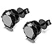FIBO STEEL Stainless Steel Mens Womens Stud Earrings Black Round Cubic Zirconia Inlaid, 8mm