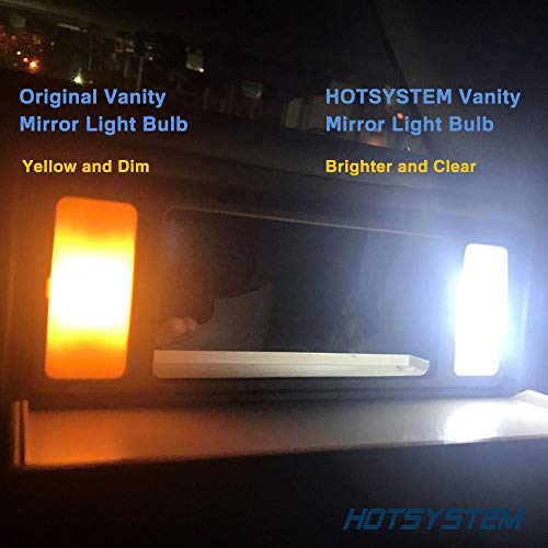 HOTSYSTEM 29mm Fuse Festoon Sun Visor Vanity Mirror LED Light Bulbs DC12V 5050-3SMD 6614F TS-14V1CP Interior Replacement Lights for Car (white,pack-4)