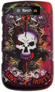 Rubber Coated Hard Plastic Lion Skull Design Phone Protector Case for BlackBerry Torch 9800